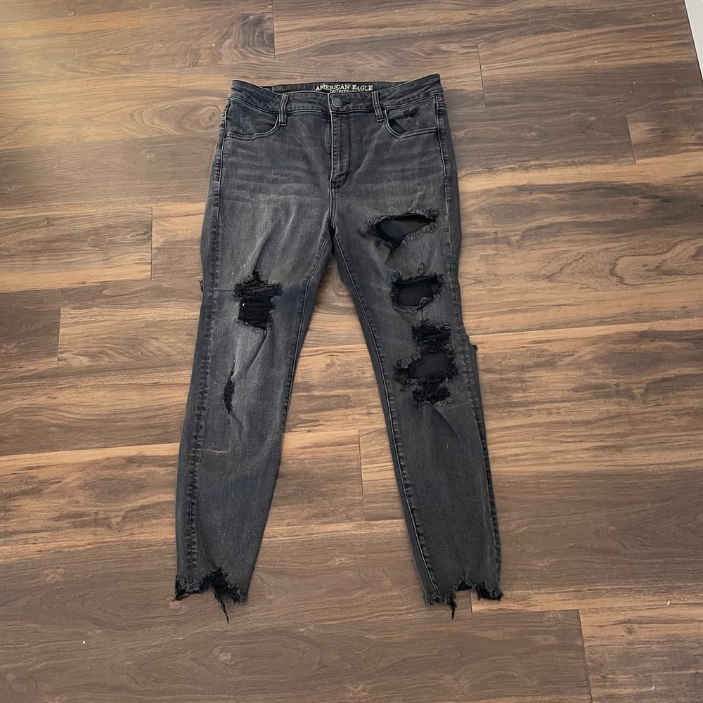 Plus Distressed AE High-Rise Jeggings